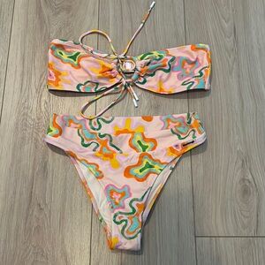 Blackbough Medium Strapless Swimsuit Set- Pink and Orange